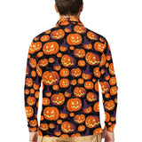 Halloween Pumpkin pattern Men's Long Sleeve Polo Shirt
