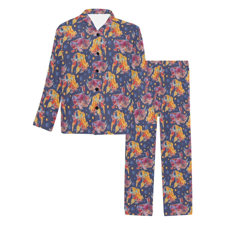 Goldfish Pattern Print Design 05 Men's Long Pajama Set