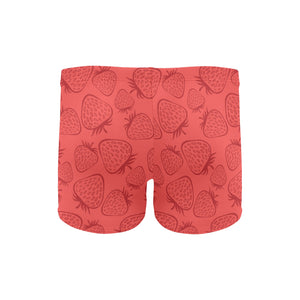 strawberry pattern red background Men's Swimming Trunks