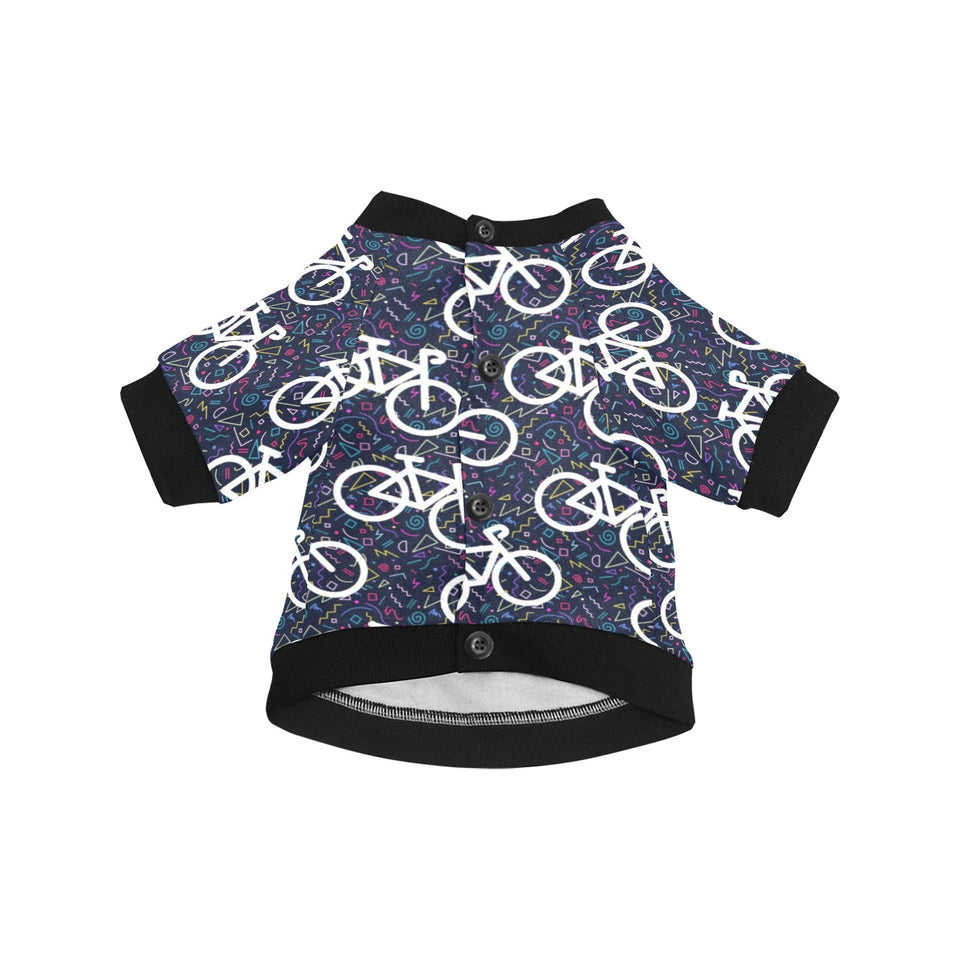 Bicycle Pattern Print Design 03 All Over Print Pet Dog Round Neck Fuzzy Shirt