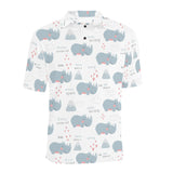 cute rhino heart pattern Men's All Over Print Polo Shirt