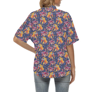 Goldfish Pattern Print Design 05 Women's All Over Print Hawaiian Shirt