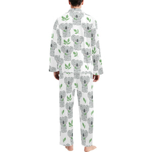 Hand drawn Koala leaves pattern Men's Long Pajama Set