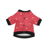 Christmas tree star snow red background All Over Print Pet Dog Round Neck Fuzzy Shirt