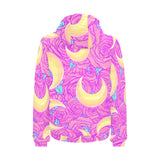 Moon pink rose background Men's Padded Hooded Jacket