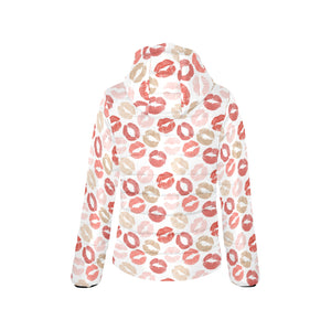 Lips Pattern Print Design 04 Women's Padded Hooded Jacket