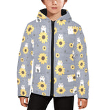 Cute hamster sunflower pattern background Kids' Boys' Girls' Padded Hooded Jacket