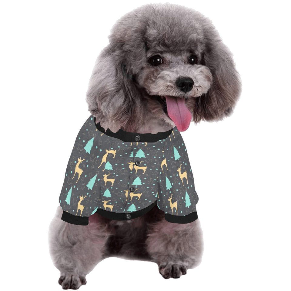 Deers star tree pattern All Over Print Pet Dog Round Neck Fuzzy Shirt