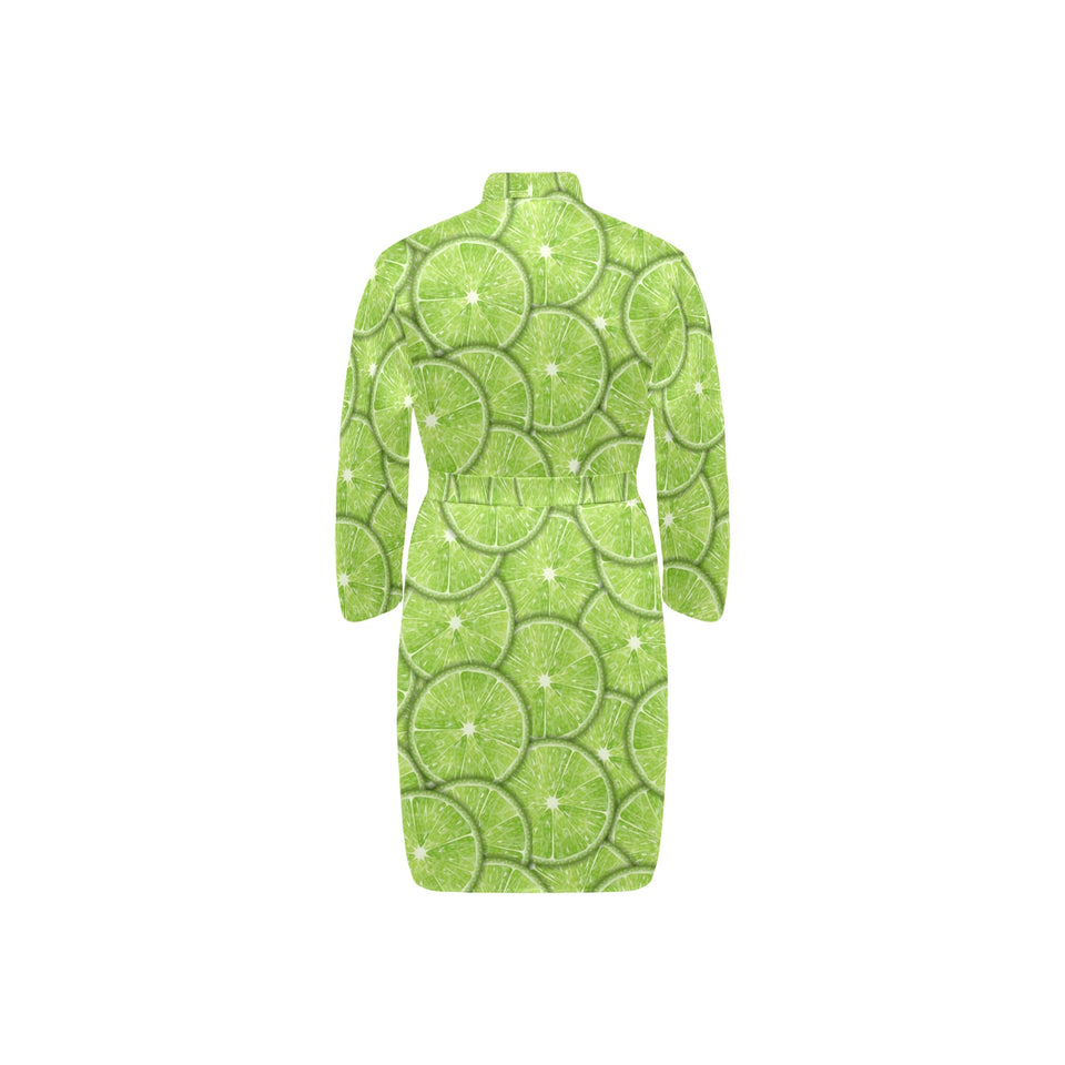 Slices of Lime pattern Men's Long Sleeve Belted Night Robe