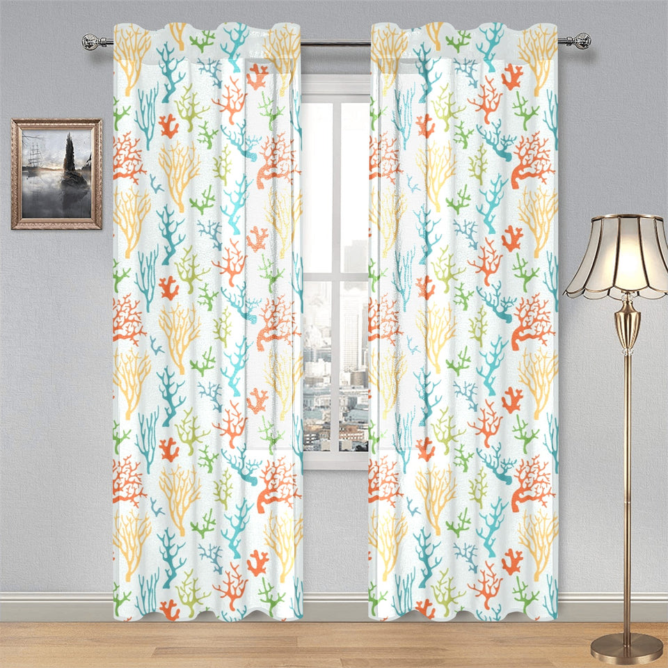 Coral Reef Pattern Print Design 02 Gauze Curtain