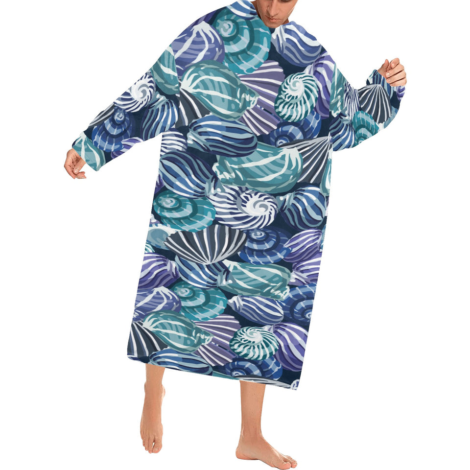 Shell design pattern Blanket Robe with Sleeves