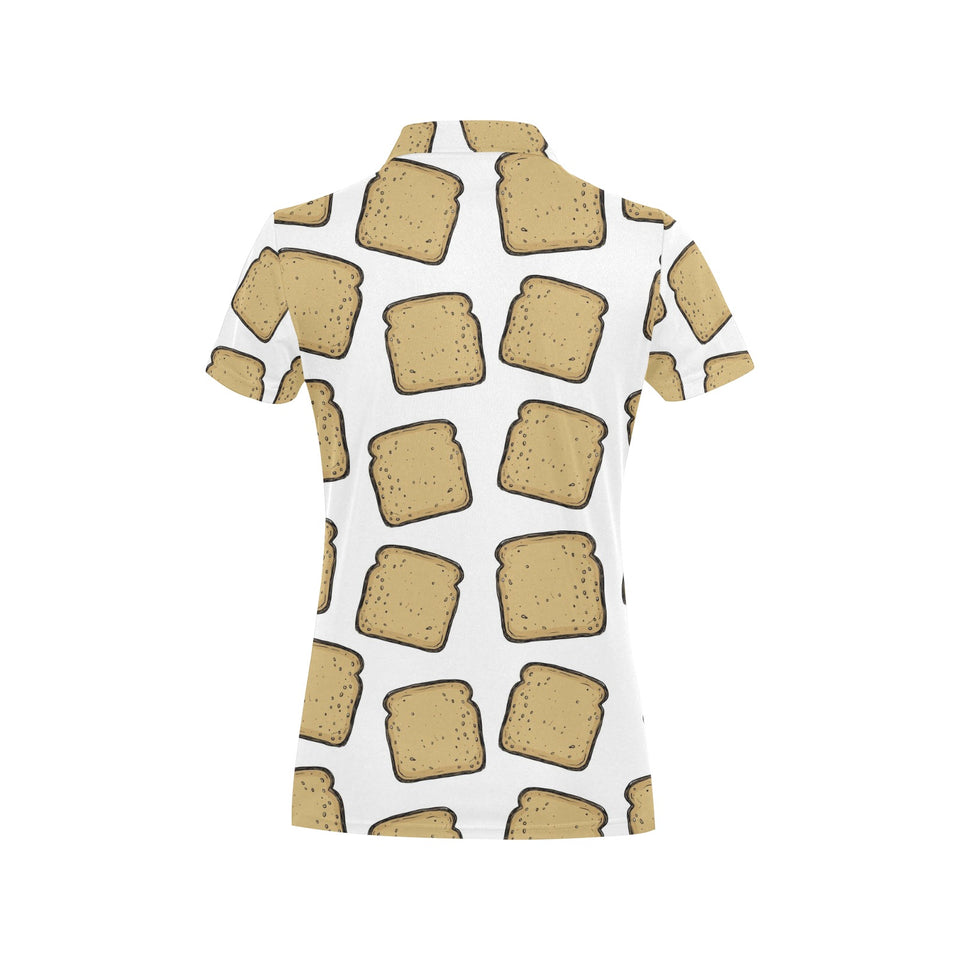 Bread Toast Pattern Print Design 03 Women's All Over Print Polo Shirt