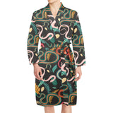 Colorful snake plant pattern Men's Long Sleeve Belted Night Robe