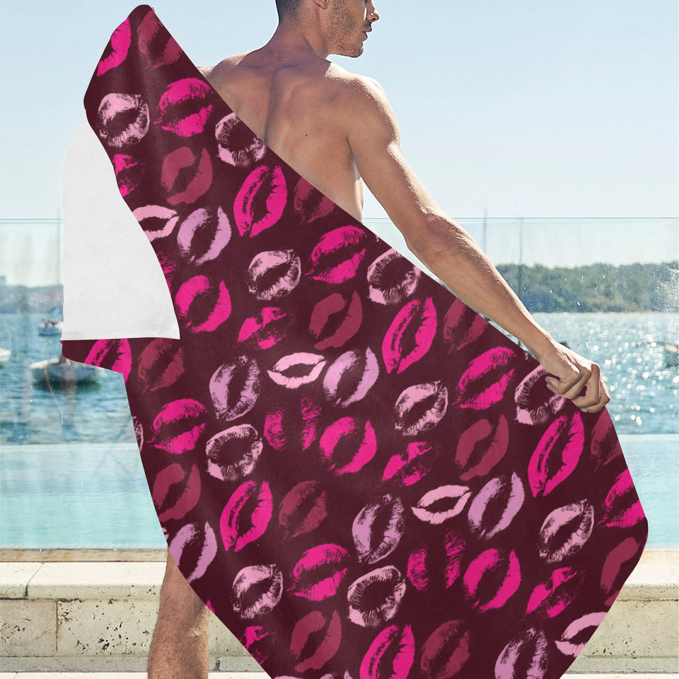Lips Pattern Print Design 03 Beach Towel
