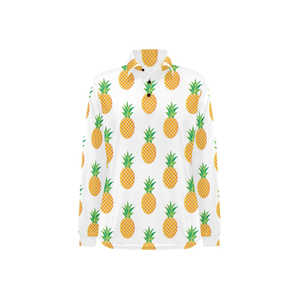 Pineapples pattern Women's Long Sleeve Polo Shirt