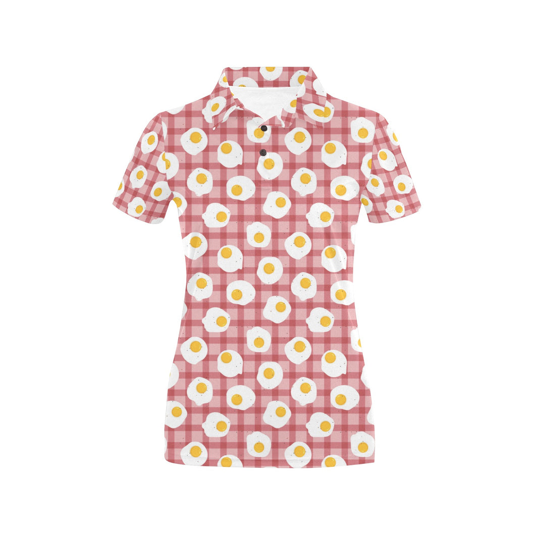 Fried Eggs Pattern Print Design 03 Women's All Over Print Polo Shirt