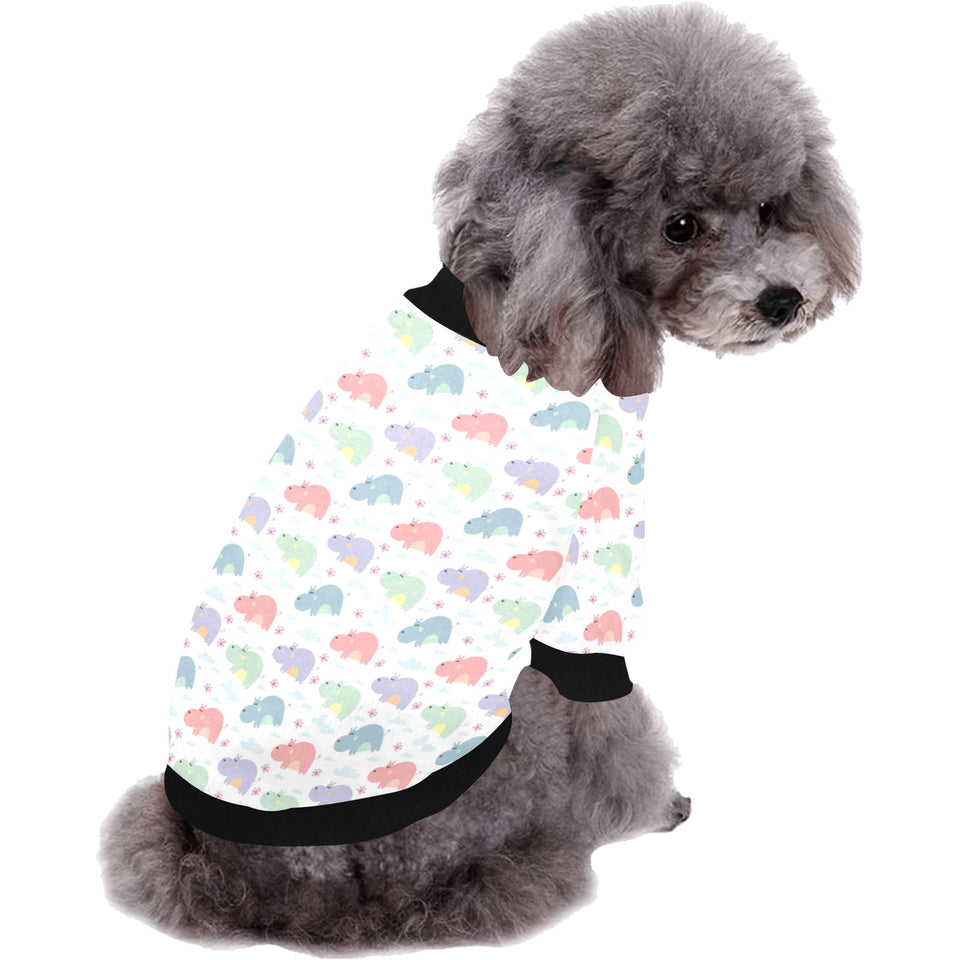Hippopotamus Pattern Print Design 03 All Over Print Pet Dog Round Neck Fuzzy Shirt