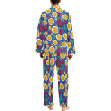 Passion fruit blue background Men's Long Pajama Set