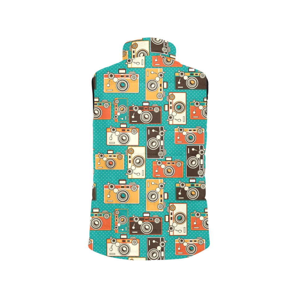 Camera Pattern Print Design 03 Men's Padded Vest