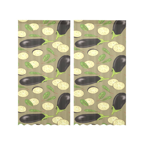 Eggplant Pattern Print Design 02 Gauze Curtain