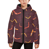 Boomerang Australian aboriginal ornament circle bl Kids' Boys' Girls' Padded Hooded Jacket