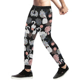 white swan blooming flower pattern Unisex Casual Sweatpants