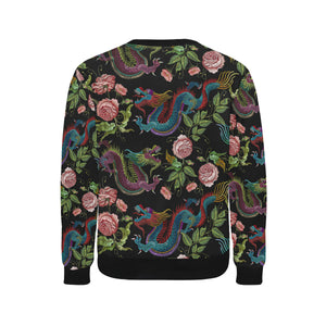 Dragons flower pattern Men's Crew Neck Sweatshirt