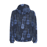 Blue Theme guitar pattern Men's Padded Hooded Jacket