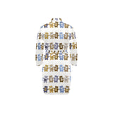 Teddy Bear Pattern Print Design 02 Men's Long Sleeve Belted Night Robe
