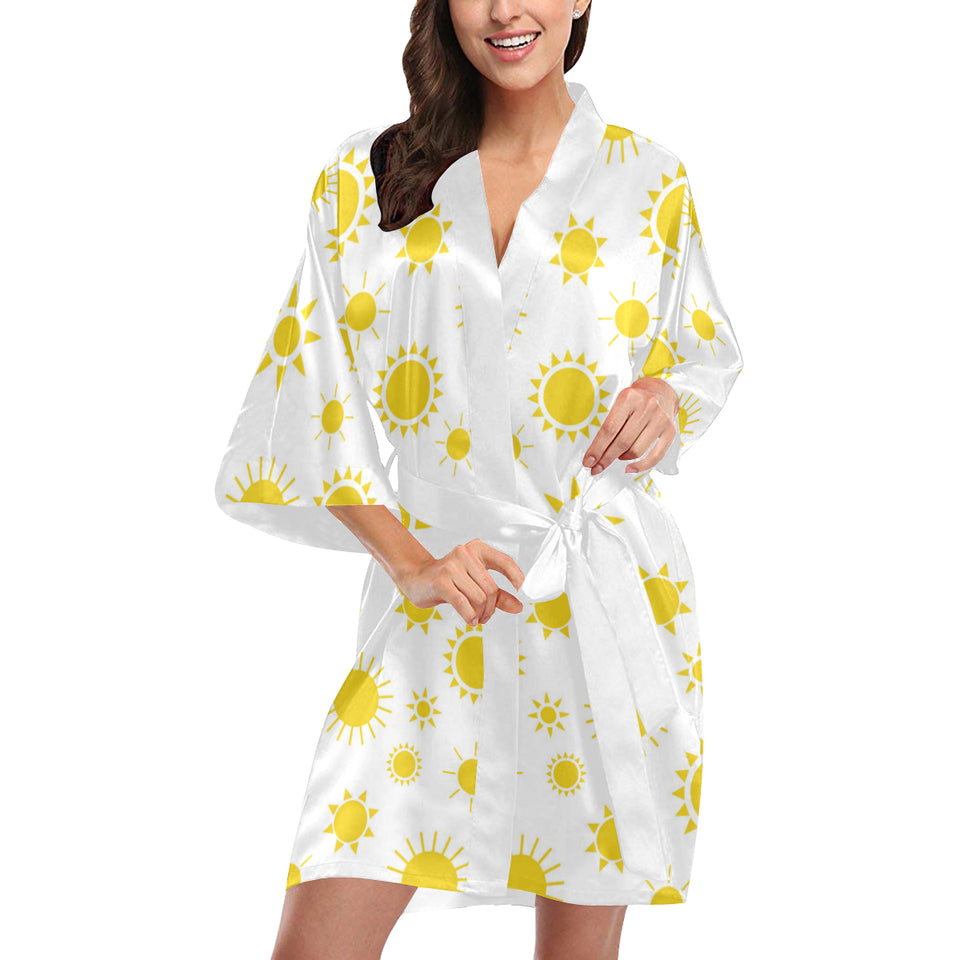 Sun pattern Women's Short Kimono Robe