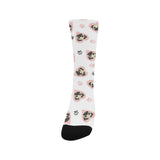 Cute pugs pink heart paw pattern Crew Socks