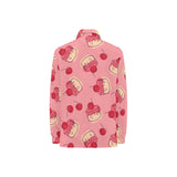 Cake cherry pattern Women's Long Sleeve Polo Shirt