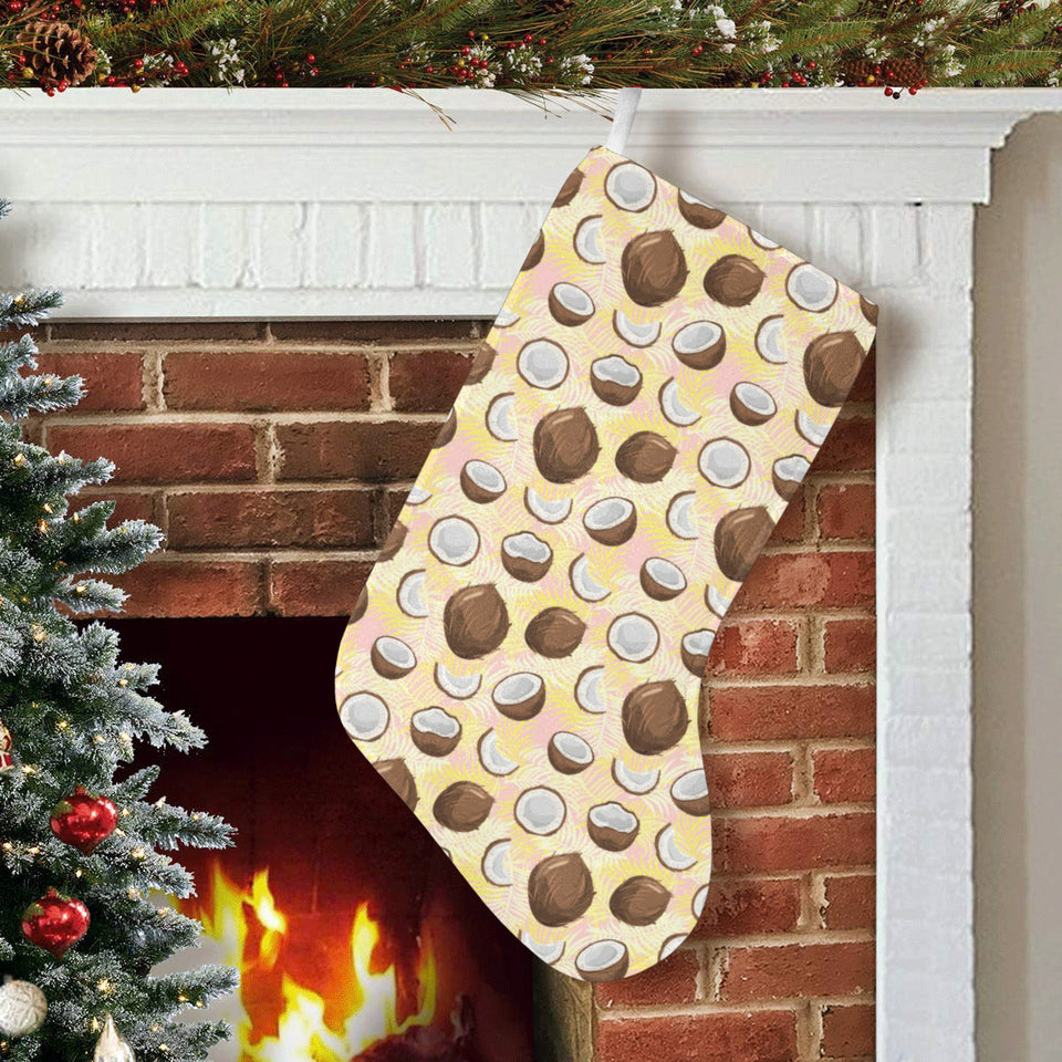 Coconut Pattern Print Design 05 Christmas Stocking