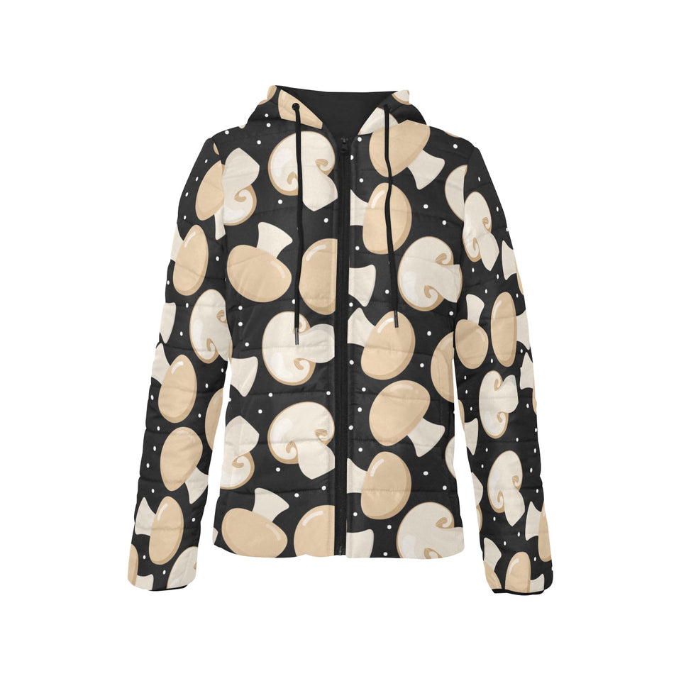 Champignon mushroom pattern Women's Padded Hooded Jacket