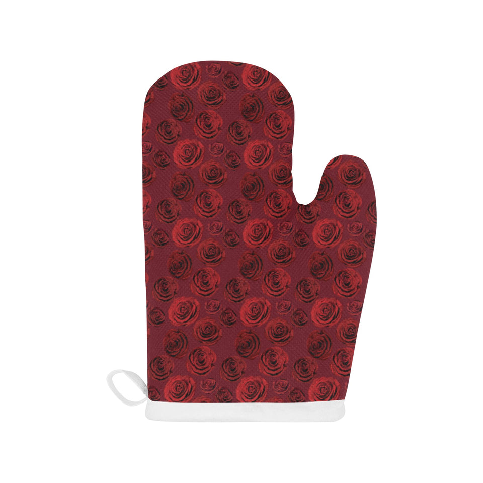 Rose Pattern Print Design 03 Heat Resistant Oven Mitts