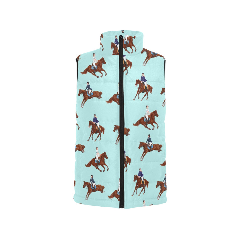 Horses running horses rider pattern Women's Padded Vest