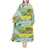 Hand drawn windmill pattern Blanket Robe with Sleeves
