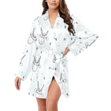 Cute goat design pattern Women's Long Sleeve Belted Night Robe