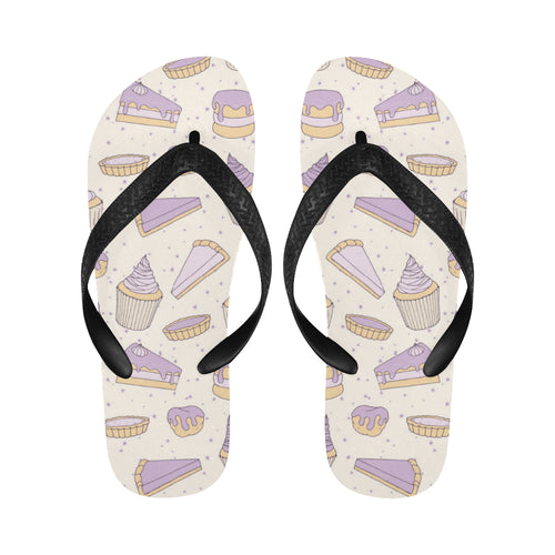 Cakes pies tarts muffins and eclairs purple bluebe Unisex Flip Flops