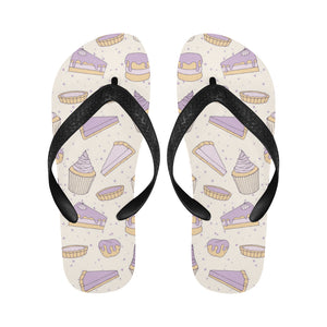 Cakes pies tarts muffins and eclairs purple bluebe Unisex Flip Flops