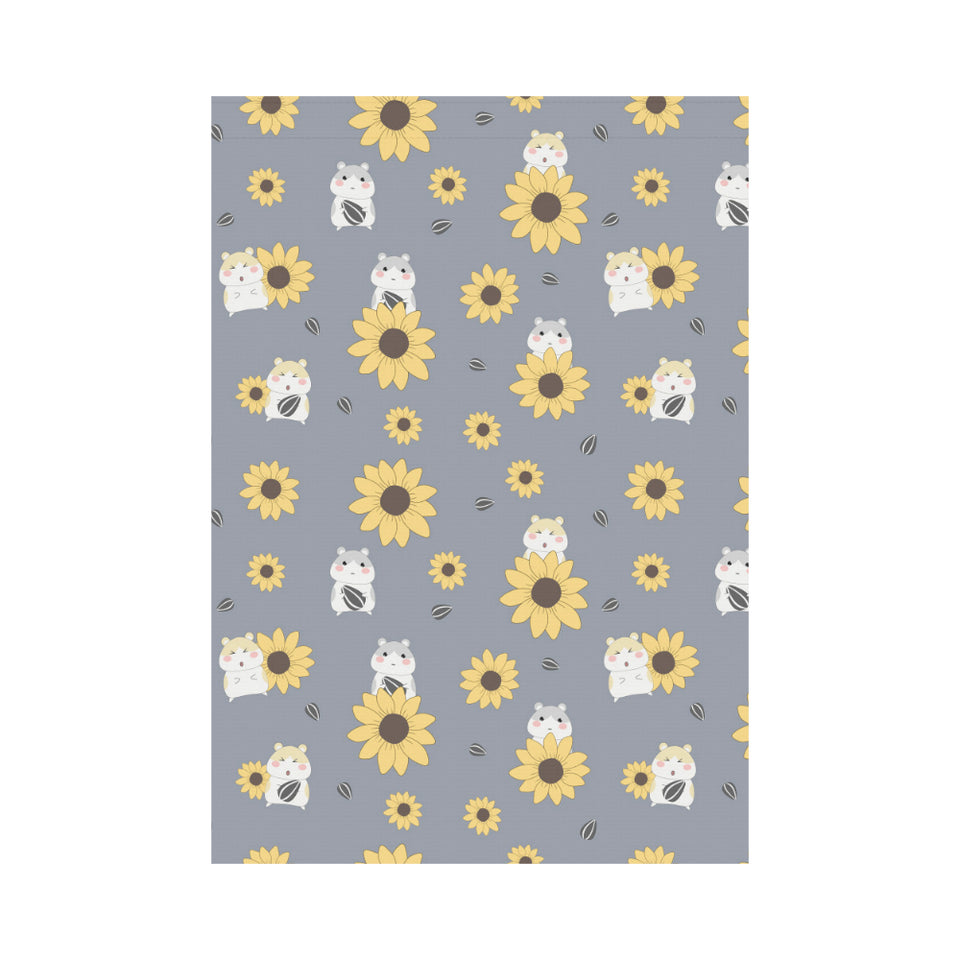 Cute hamster sunflower pattern background House Flag Garden Flag