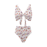 Giraffe Pattern Print Design 02 Chest Bowknot High Waisted Bikini Swimsuit