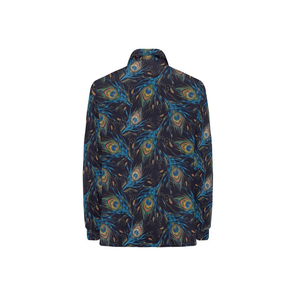 Beautiful peacock feather pattern Women's Long Sleeve Polo Shirt