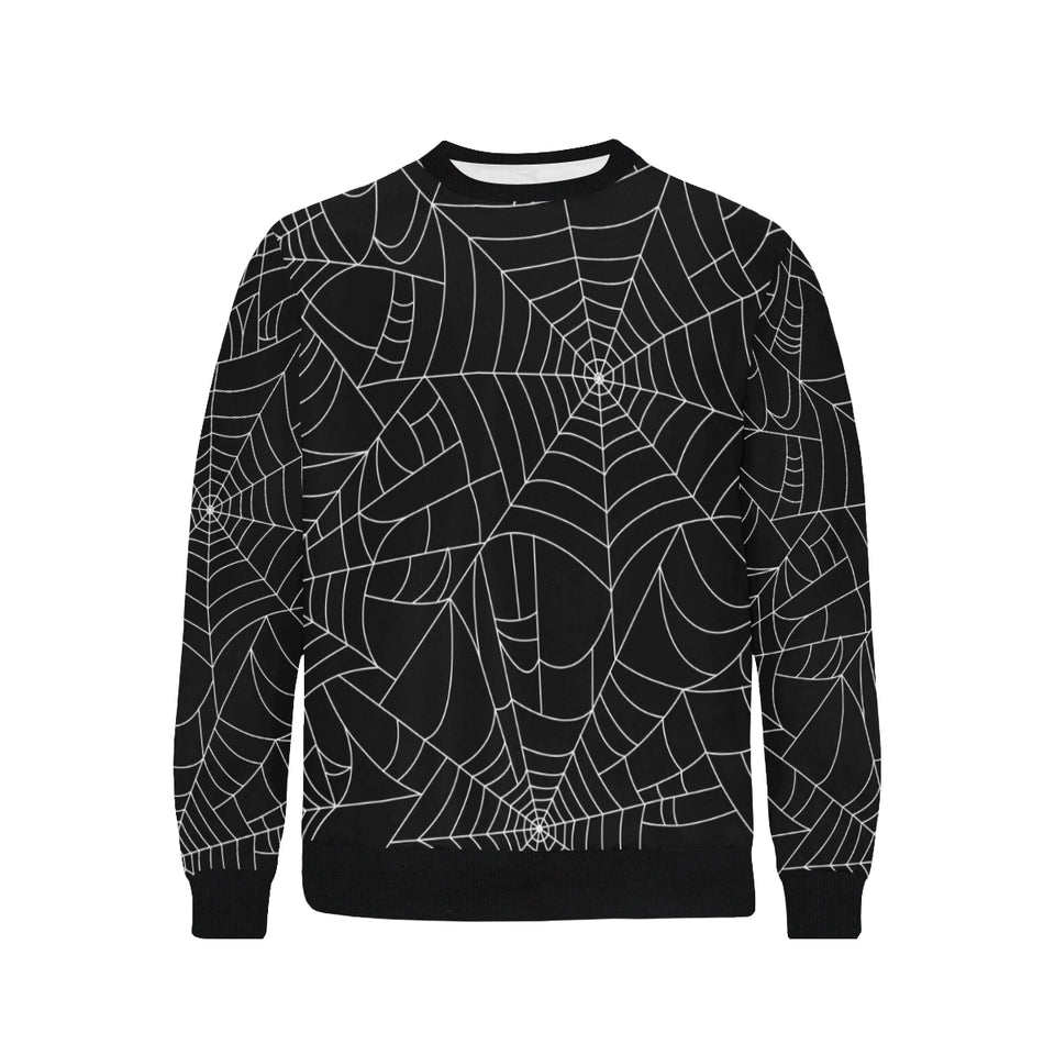 Spider web pattern Black background white cobweb Men's Crew Neck Sweatshirt