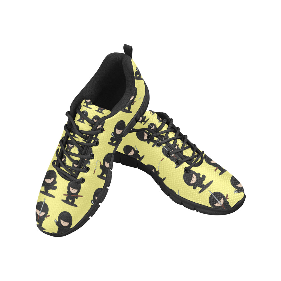 Cute ninja yellow background Women's Sneaker Shoes