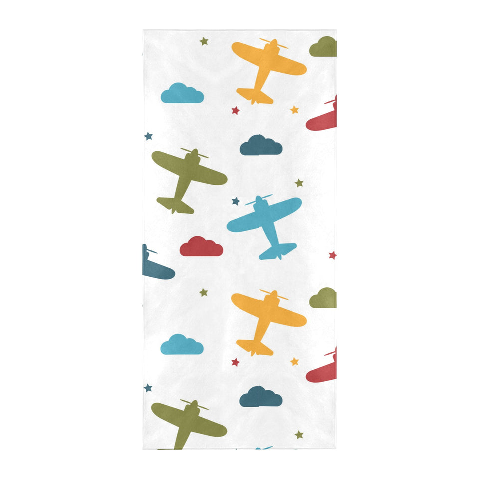 Airplane star cloud colorful Beach Towel