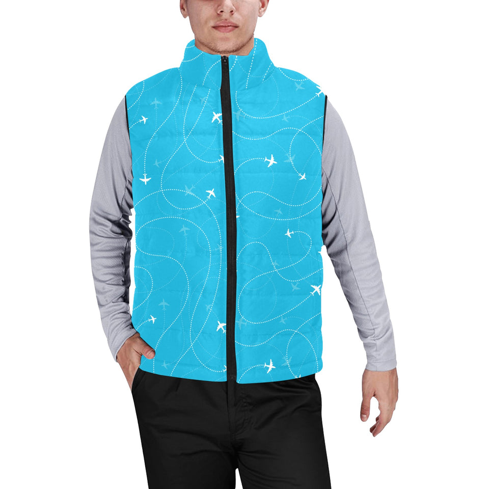 Airplane destinations blue background Men's Padded Vest