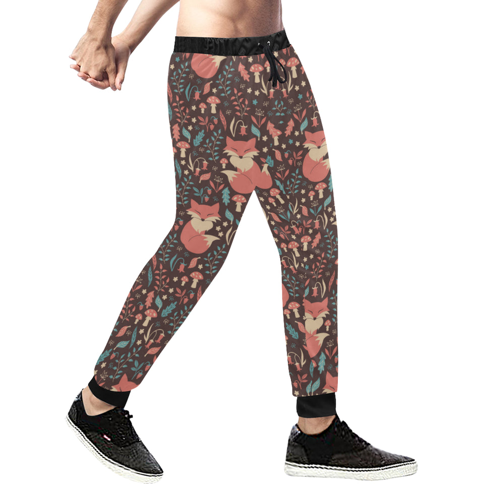 fox leaves mushroom pattern Unisex Casual Sweatpants