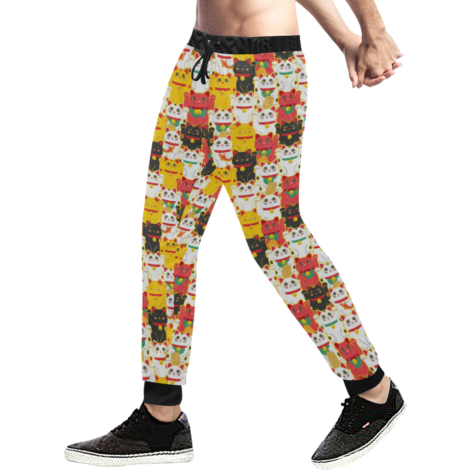 Colorful Maneki neko cat pattern Unisex Casual Sweatpants