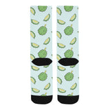 Durian pattern blue background Crew Socks